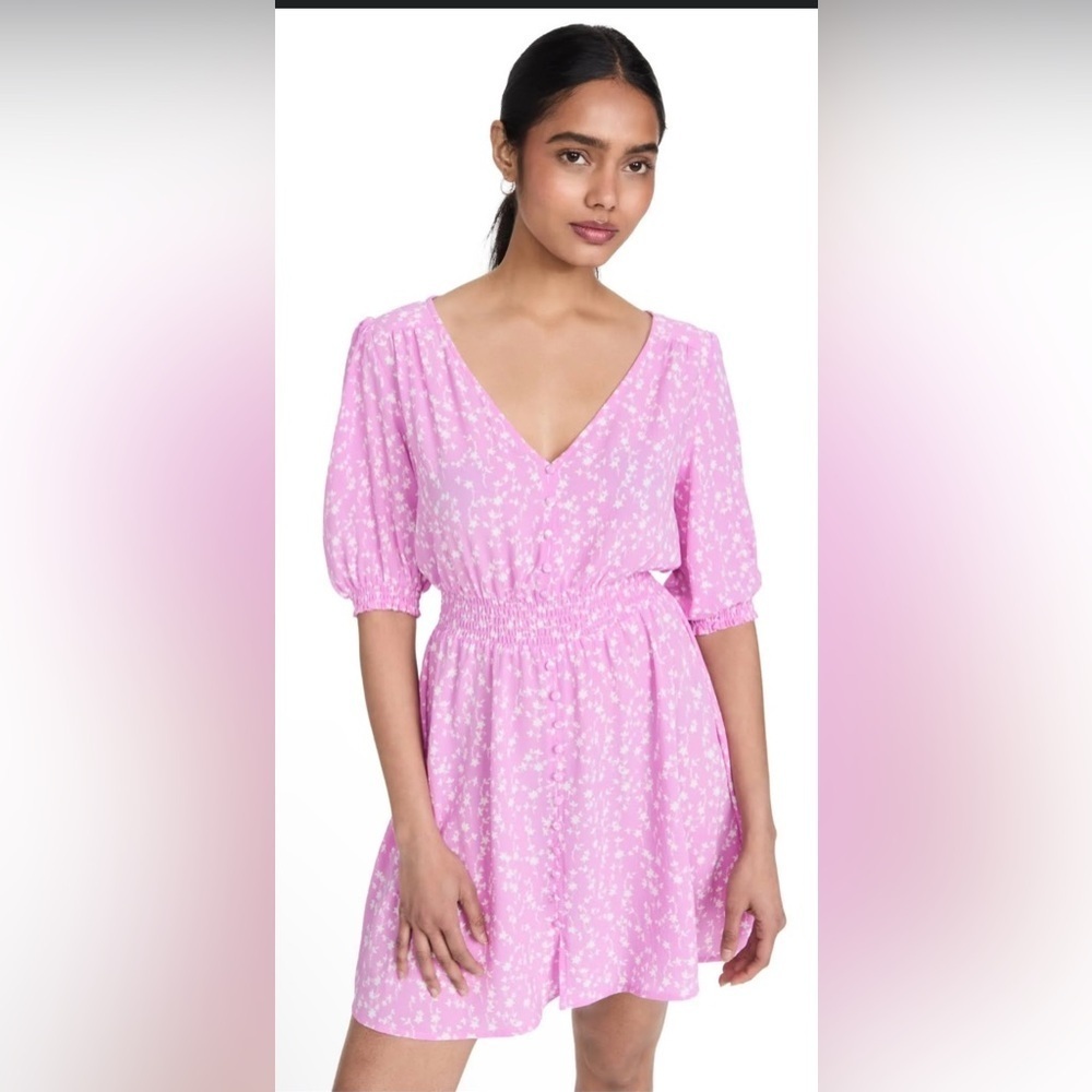 BB Dakota Steve Madden size XS Your Always Dress lavender floral puff sleeve